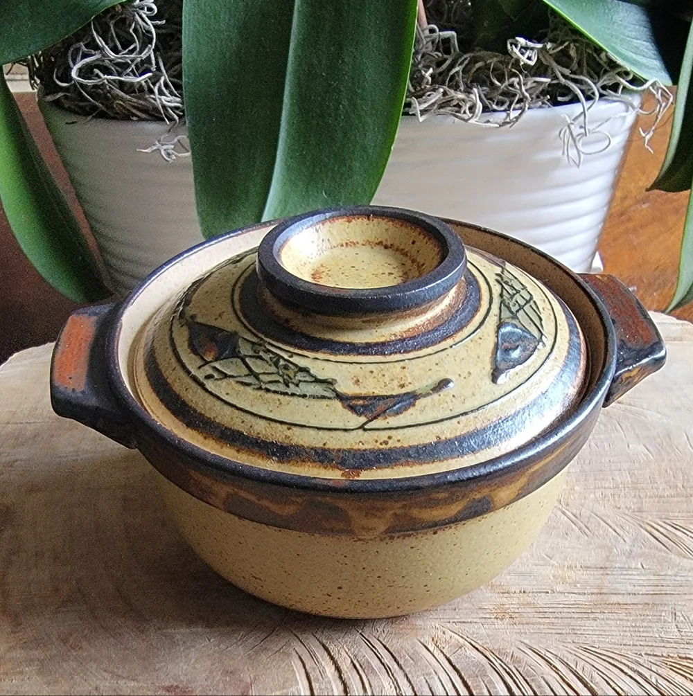 Artisan Ceramic Mini Casserole Dish - Tan and Brown - Picture 1 of 7